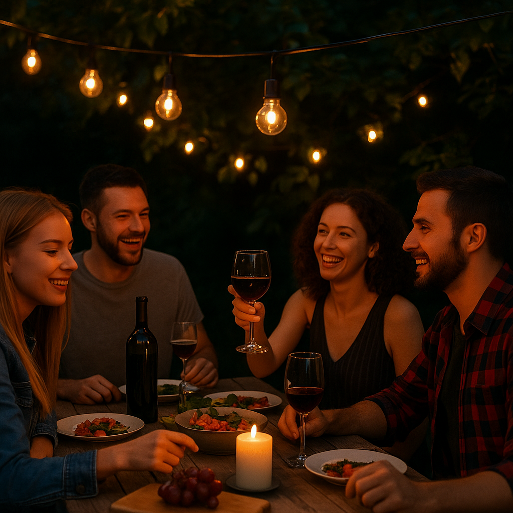 Guirlande-exterieure-energie-solaire-repas-amis
