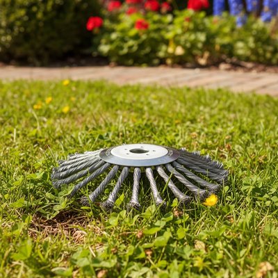 Tête de débroussailleuse universelle pour nettoyer les bordures, allées, zones gravillonnées et surfaces bétonnées
