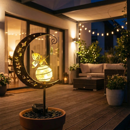 Lampe-solaire-exterieur avec croissant de lune