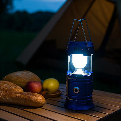 Lampe camping fonctionne sur batteries et panneaux solaires