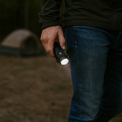 Lampe de poche ergonomique avec revêtement antidérapant texturé