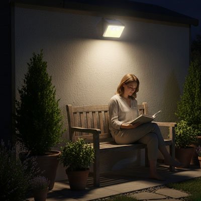 Lampe détecteur de mouvement alimentation autonome grâce au panneau photovoltaïque intégré