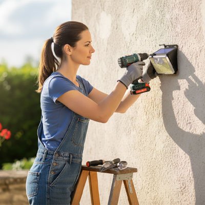 Lampe détecteur de mouvement fixation murale rapide par vissage ou adhésif, sans travaux électriques