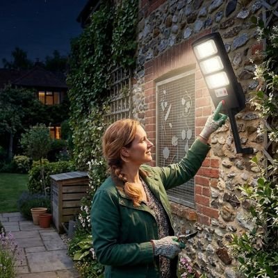 Lampe détecteur de mouvement fonctionne de manière autonome grâce à un panneau photovoltaïque intégré
