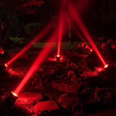 Projecteur led exterieur à faisceau croisé, installation au sol avec piquet pour jardin